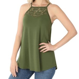 Olive green lace halter